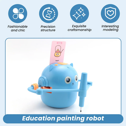 B17CC New Children'S Interactive Education Painting Robot -Montessori Learning Toys, with 100 Words Cards, Voice Interaction